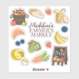 Adesivo Farmer's market aniversans favor da festa