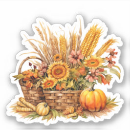 Adesivo Farmhouse Basket of Pumpkins Fall Sticker