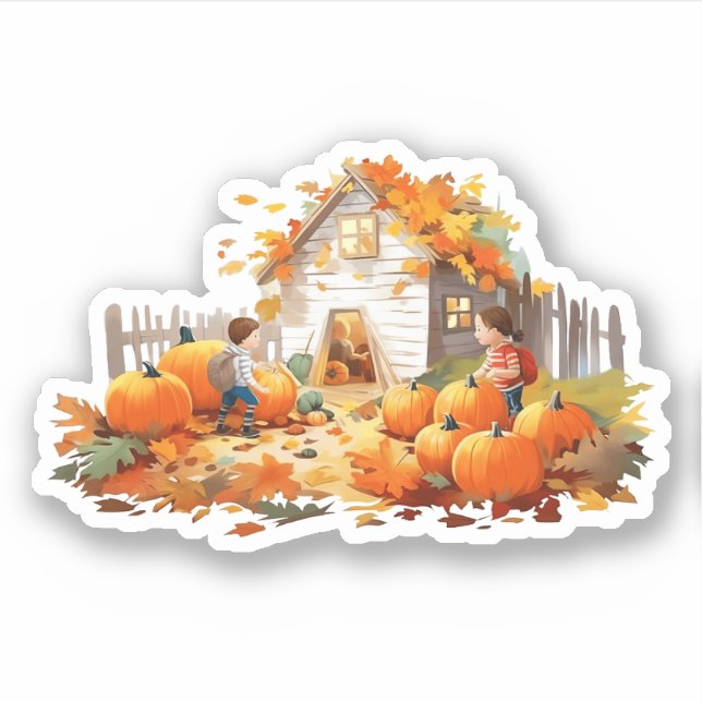 Adesivo Farmhouse Pumpkins Fall Sticker (Frente)