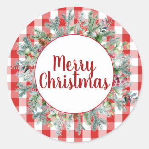 Adesivo Farmhouse Red White Buffalo Cheque Feliz Natal
