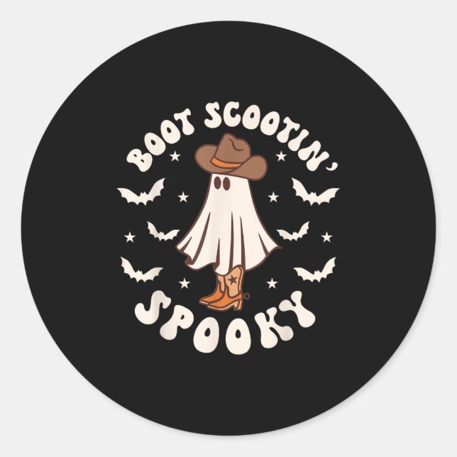 Adesivo Faroeste Retro Halloween Fantasma Engraçado Boot S (Frente)