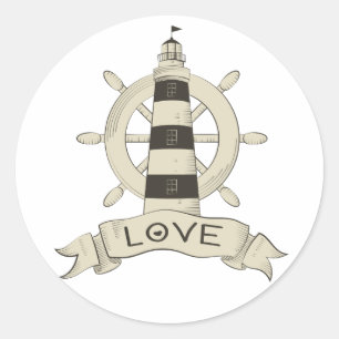 Adesivo Farol Bege Náutico & Âncora de Navio Amor Marinhei