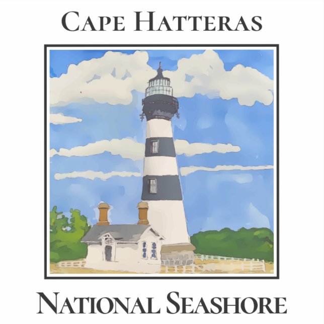 Adesivo Farol, Cabo Hatteras, Parque Nacional Marinho (Frente)