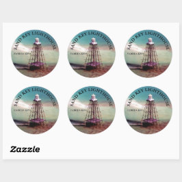 Adesivo Farol-Chave-Areia, Flórida Keys Round Stickers