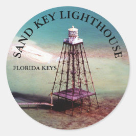 Adesivo Farol-Chave-Areia, Flórida Keys Round Stickers