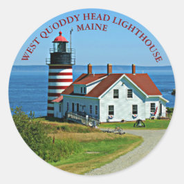 Adesivo Farol de Cabeça de Quoddy Ocidental, Maine Round S
