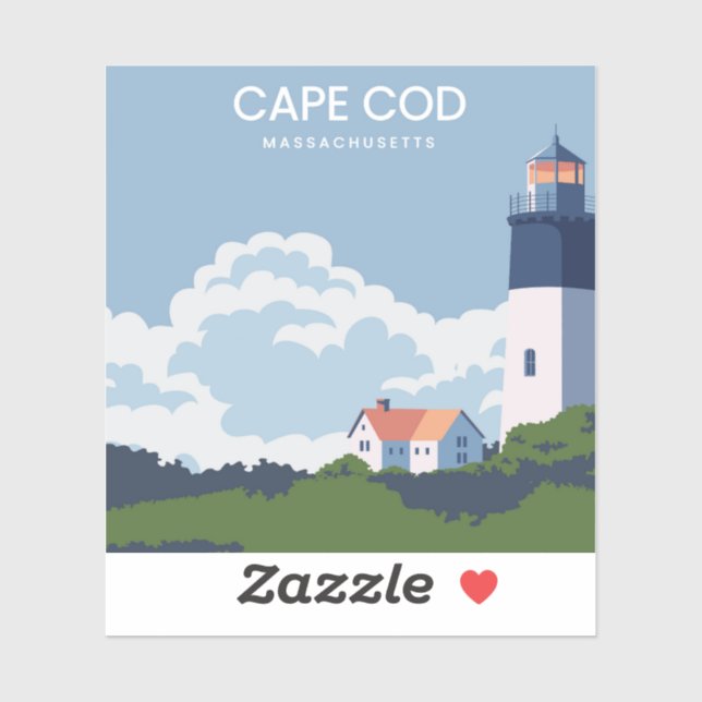 Adesivo Farol de Massachusetts do Cabo Cod (Folha)