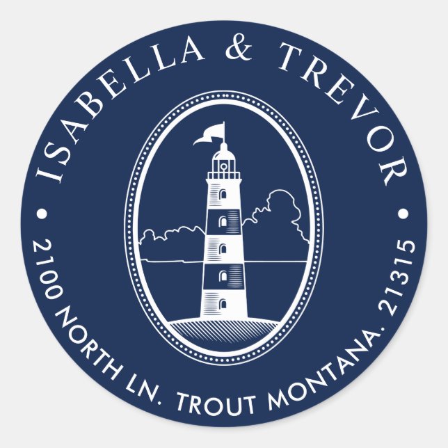 Adesivo Farol de Praia | Endereço de retorno previsto náut (Frente)