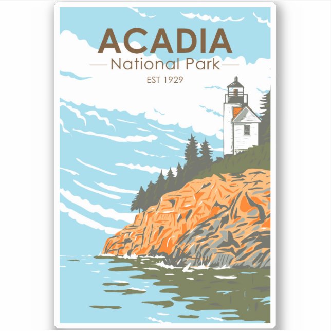 Adesivo Farol do Bar Harbor do Acadia National Park (Frente)