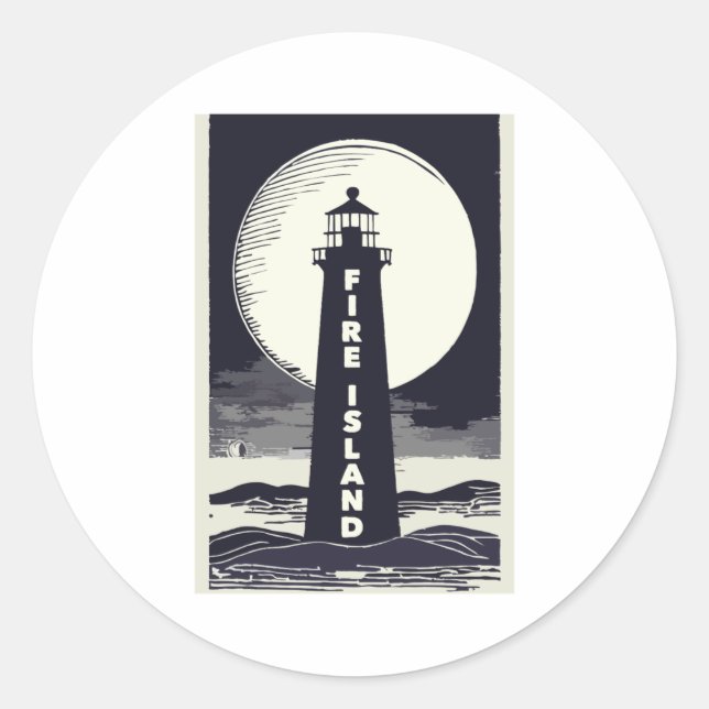 Adesivo Farol Fire Island Nova York Lua  (Frente)