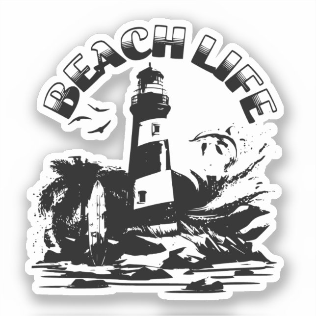 Adesivo Farol Preto e Branco da Praia Vida (Frente)