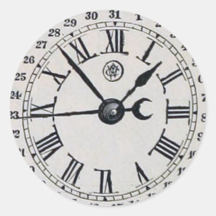 Adesivo Fase da lua da face do relógio do vintage