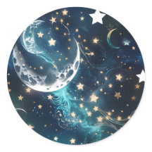 Adesivo - Fases da Lua Azul Gélido Celestial Desi