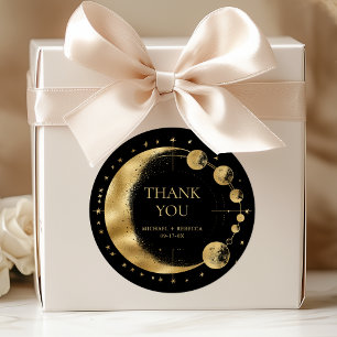 Adesivo Fases da Lua Preto Celestial Dourado Casamento Agr