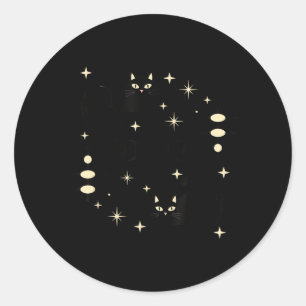 Adesivo Fases da Lua Witchy Gato Celestial Arte de Gato Pr