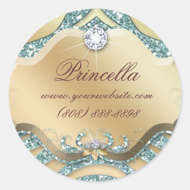 Adesivo Fashion Zebra Sticker Jewelry Sparkle Teal Dourado (Frente)