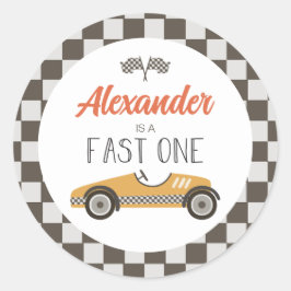 Adesivo Fast One carro amarelo de corrida Aniversário
