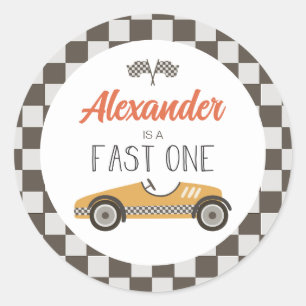 Adesivo Fast One carro amarelo de corrida Aniversário