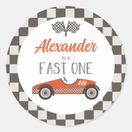 Adesivo Fast One carro de corrida vermelho Aniversário
