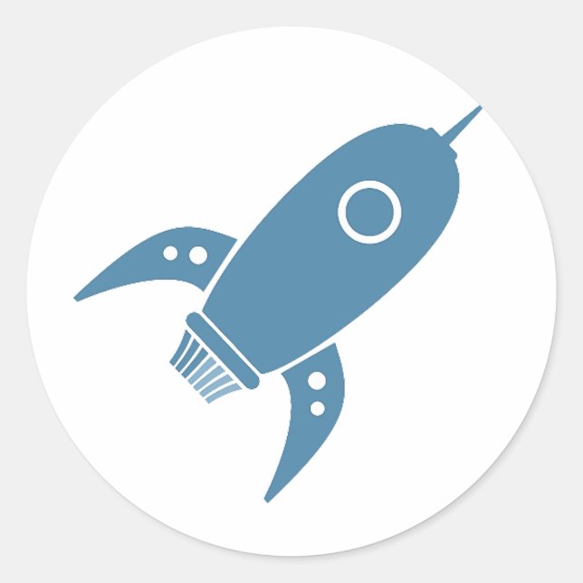 Adesivo Fat Retro Rocket Ship Blue (Frente)