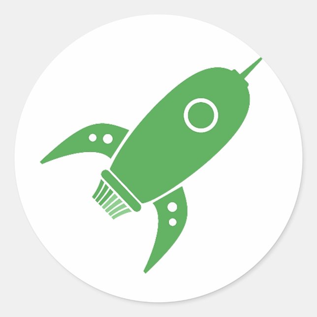 Adesivo Fat Retro Rocket Ship Green (Frente)