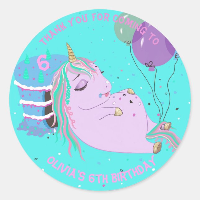 Adesivo Fat Unicorn Bake Personalizado Cute (Frente)