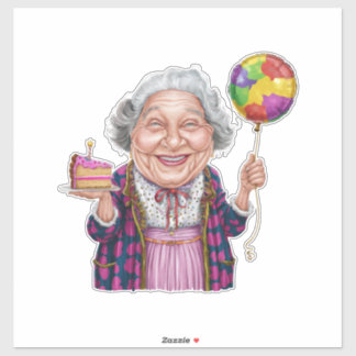 Adesivo Fatia de Bolo de Aniversário da Nana Humorística