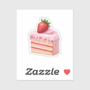 Adesivo Fatia De Bolo De Morango Emoji - Arte De Deserto D