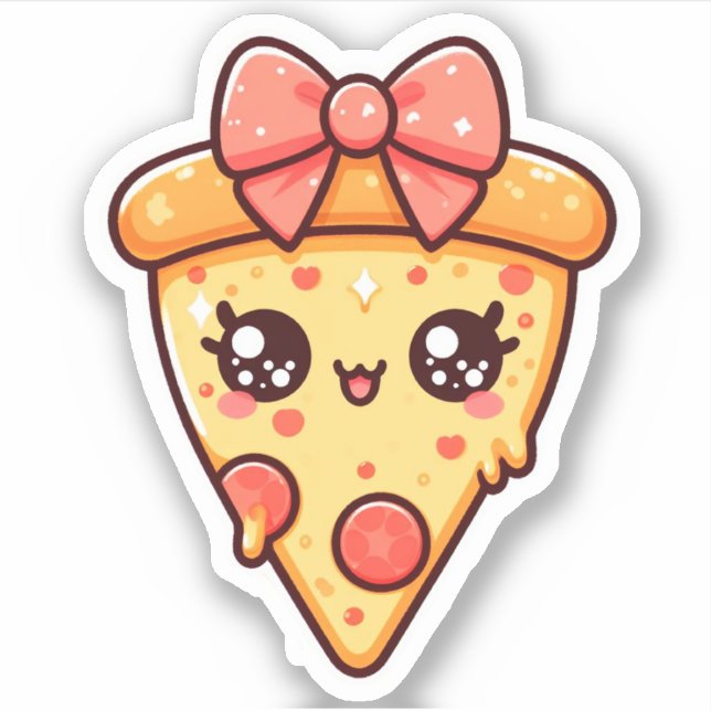 Adesivo Fatia de Felicidade Pizza Kawaii Cute (Frente)