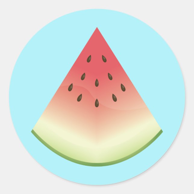Adesivo Fatia de Ilustração de Fruta de Melancia em Azul (Frente)
