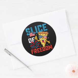 Adesivo Fatia de Liberdade 4 de Julho Pizza Óculos de Sol 