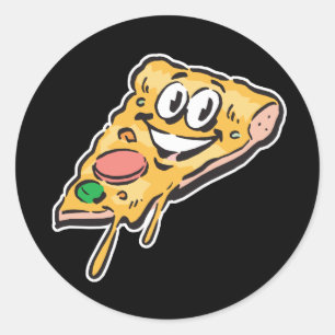 Adesivo fatia de pizza de rosto feliz