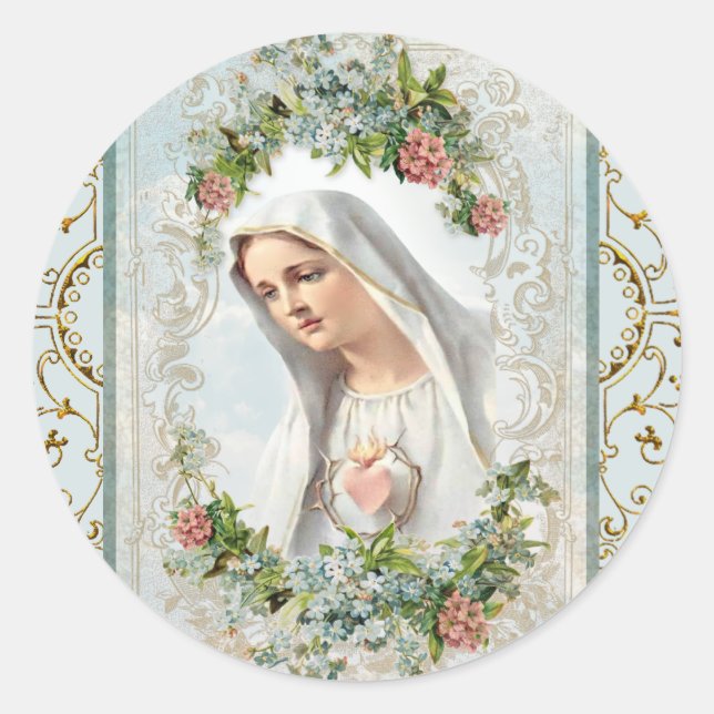 Adesivo Fatima Bênção Virgem Maria Católica Floral (Frente)