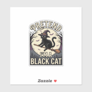 Adesivo Fato de Gata Preta Vintage Halloween Bruxa Gata Ca