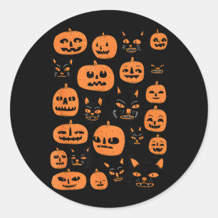 Adesivo Fato de Halloween de Gato Preto Abóbora Vintage Re