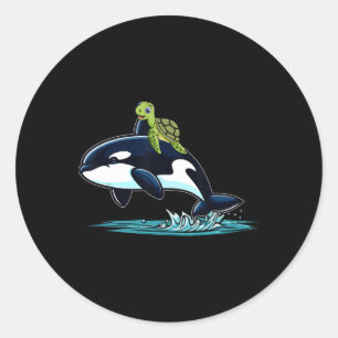 Adesivo Fato de Orca Montando Tartaruga Amante de Animais 