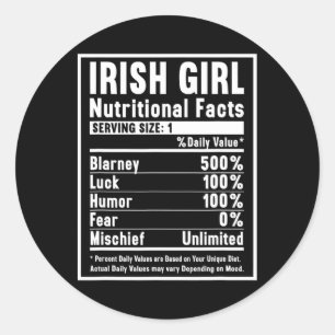 Adesivo Fatos de Nutrição de Raparigas Irlandesas 1