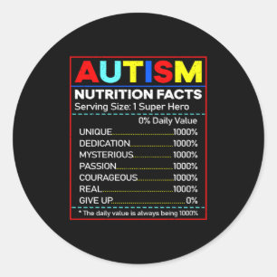 Adesivo Fatos de Nutrição do Autismo Conscientização do Au