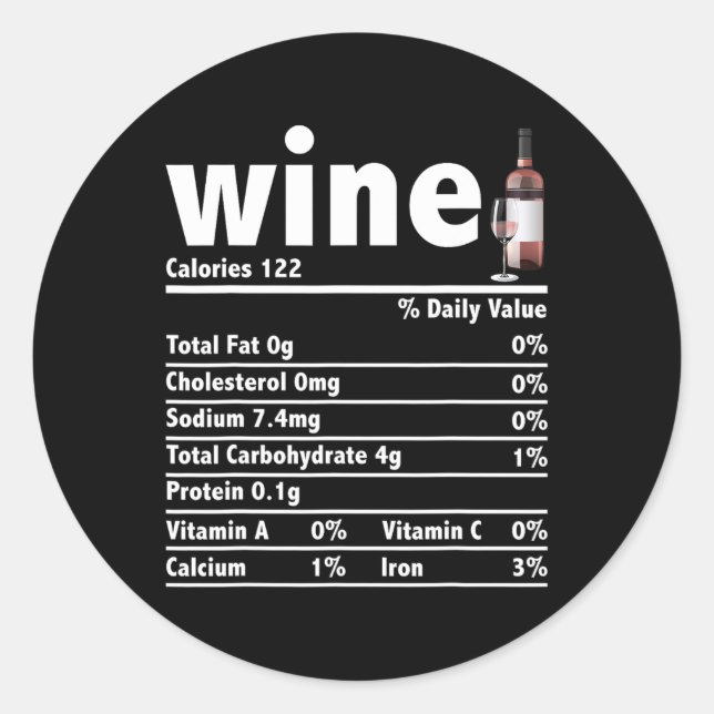 Adesivo Fatos de Nutrição do Vinho Comida de Natal F (Frente)