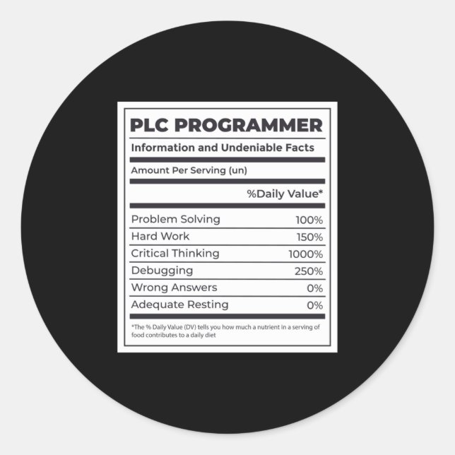 Adesivo Fatos de Programação Engraçados do Programador PLC (Frente)