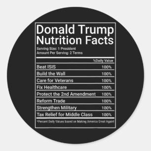Adesivo Fatos Nutricionais de Donald Trump - 1 Presidente 