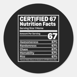 Adesivo Fatos Nutricionais Engraçados 67 Seis Sete Geração