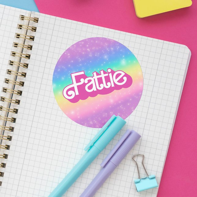 Adesivo Fattie Plus Size Rainbow Retro 90's Nostalgia Pink (Criador carregado)