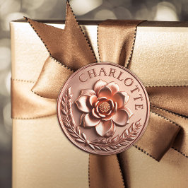 Adesivo Faux 3D Luxury Rosa Dourado Peony e Laurel Wreath