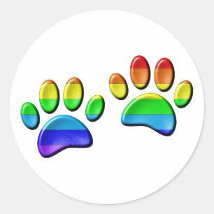 Adesivo Faux 3D Rainbow Dog Paw Prints
