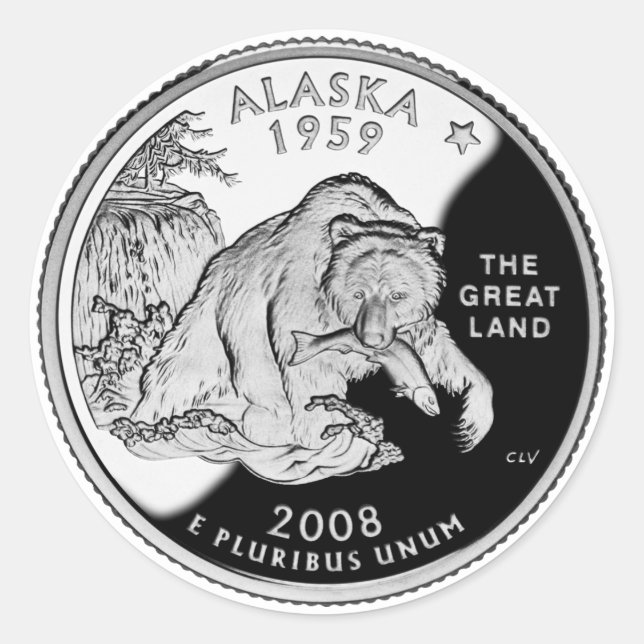 Adesivo Faux Alaska State Quarter The Excelente Land Grizz (Frente)