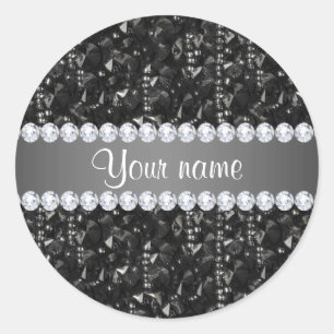 Adesivo Faux Black Sequins and Diamantes