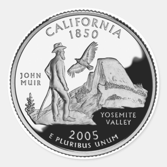 Adesivo Faux California State Quarter Yosemite Valley Muir (Frente)
