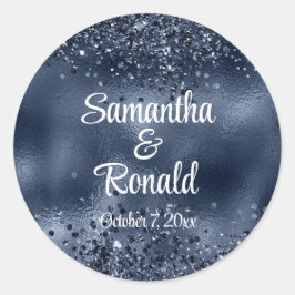 Adesivo Faux Dark Blue Glitter e Foil Weding