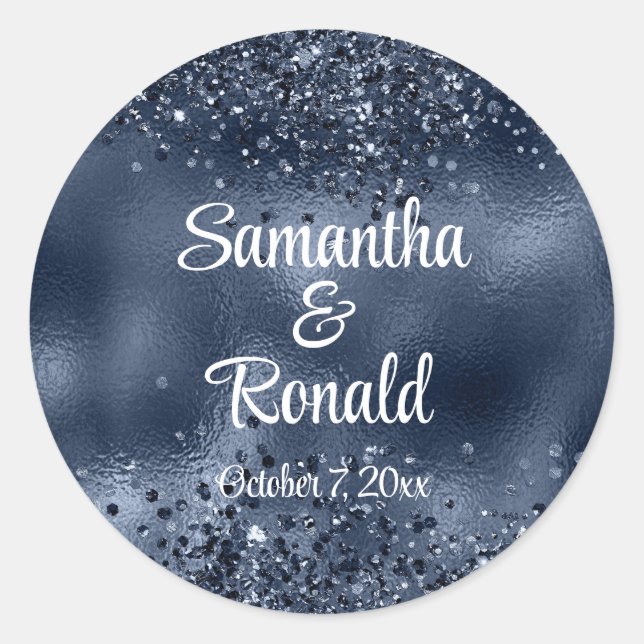 Adesivo Faux Dark Blue Glitter e Foil Weding (Frente)